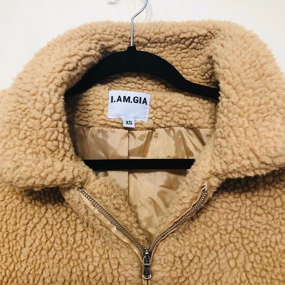 I AM GIA Tan Pixie Teddy Oversized Jacket Sherpa Coat Tan Women's Size XS - Picture 7 of 8